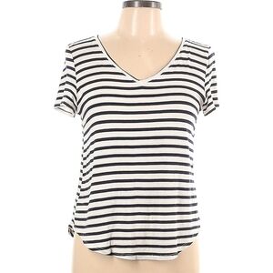 Green Envelope V Neck Striped Tee - Women's Large - Navy Blue and White